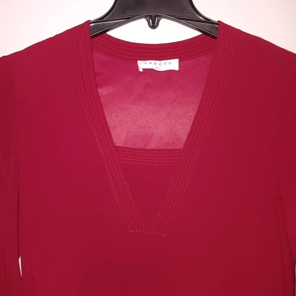 Sandro paris women's dress size S red long sleeve valentine party cockta… - Picture 4 of 8